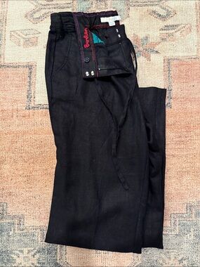 Boden, black linen pants with drawstring. Size 8 Like new!